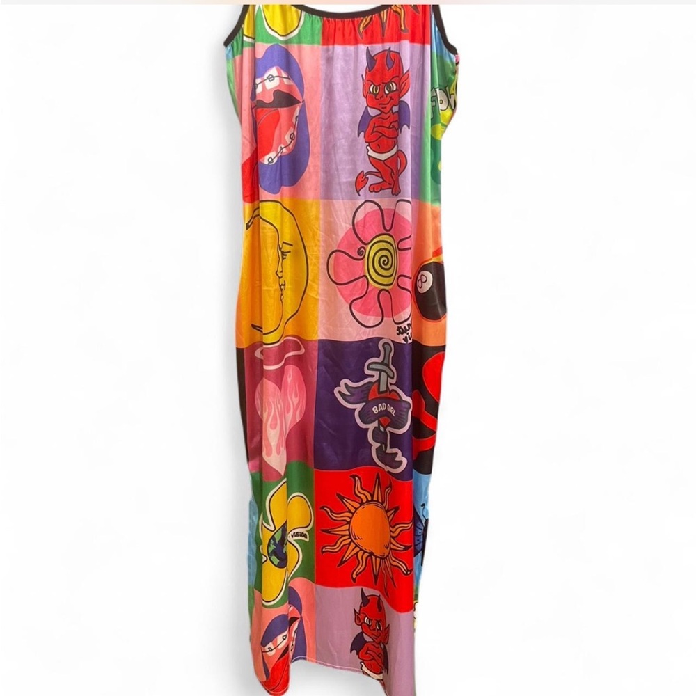 SOLD Tunnel Vision Colorful Graphic Midi Dress